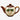 Brown cream and grey ceramic teapot with raised coconut palm tree design