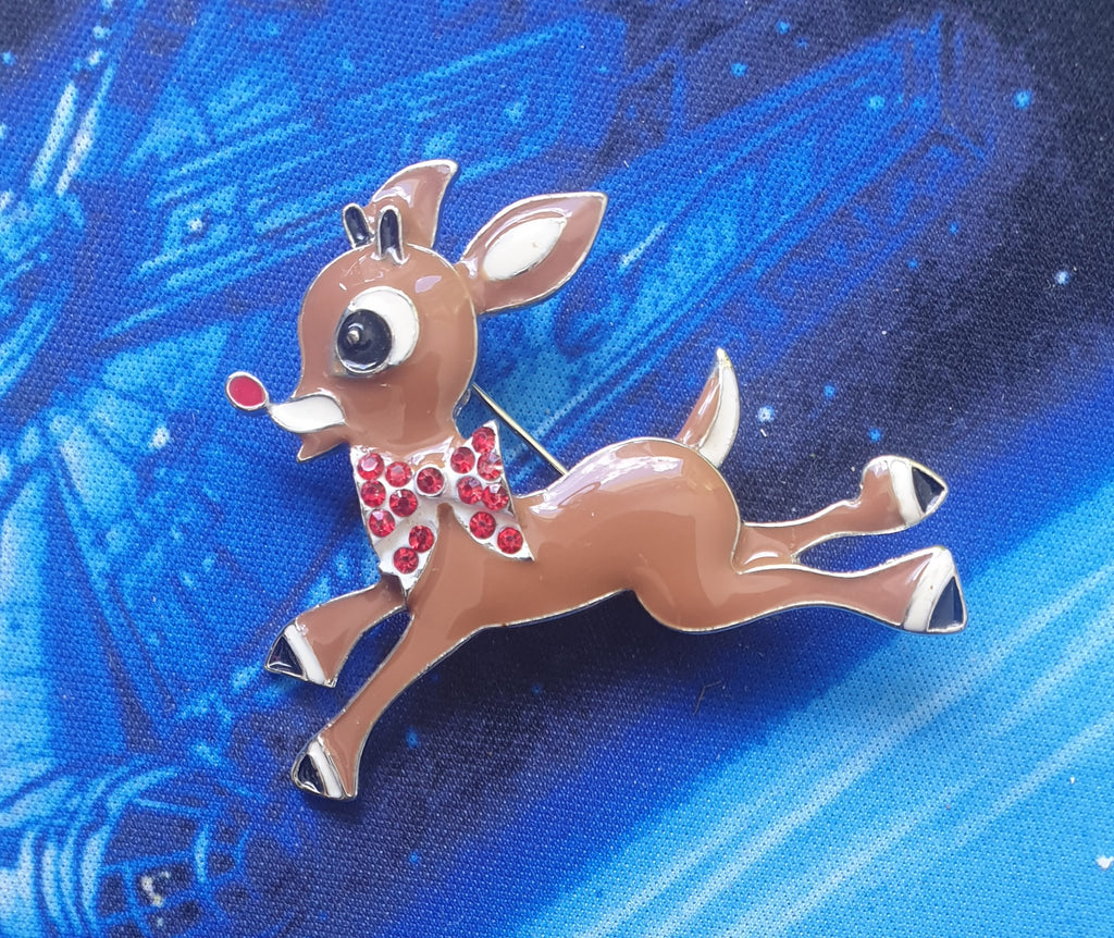Enamel Pin / Brooch - Leaping Reindeer