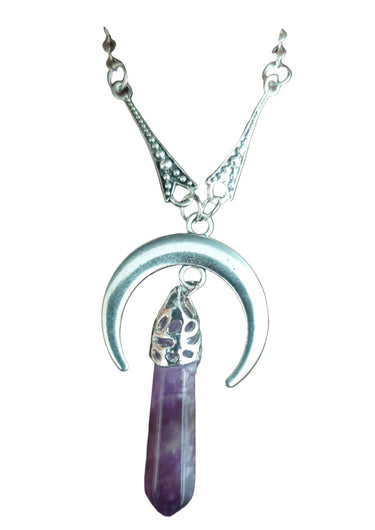 Amethyst Crescent Moon Necklace planet retro nz