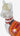 Decorative llama figure with red and yellow patterns on a white background