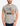 Man wearing a gray t-shirt with a cartoon character and text on a plain background