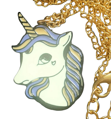 Enamelled Unicorn Necklace Planet Retro Vintage Jewellery NZ