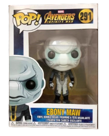 Ebony Maw Funko Pop! vinyl figure in packaging with Avengers Infinity War branding.