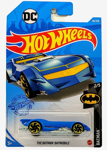 Hot Wheels Batman Batmobile toy car in packaging on a white background