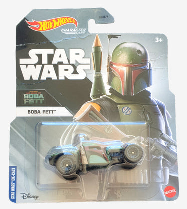 Hot Wheels Boba Fett toy car in packaging on a white background