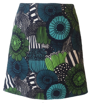 Japanese Green Blooms Mini Skirt (Extra Small) Planet Retro NZ Vintage Clothing