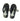Black flip-flop cufflinks with white leaf design on a light wooden surface