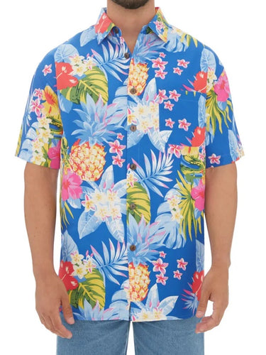 Lowes Blue Pineapple Tropical Hawaiian Shirt (XL) new vintage clothing nz planet retro nz