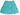Teal skirt with dog pattern on a gray surface