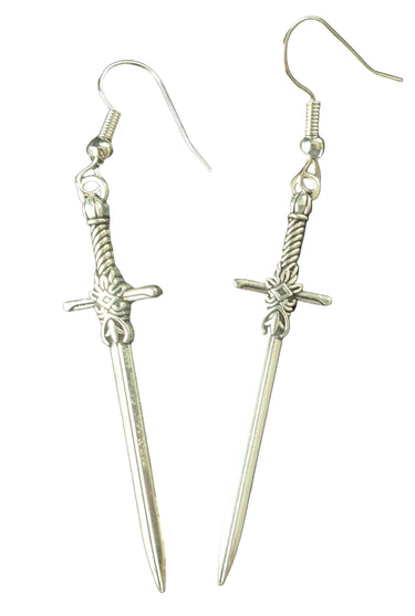 Silver Daggers Hook Earrings Planet Retro Vintage NZ