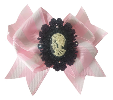 Skeleton Cameos Stripes - Bow Hair Clips Planet Retro NZ