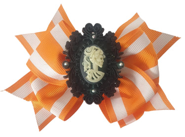 Skeleton Cameos Stripes - Bow Hair Clips Planet Retro NZ