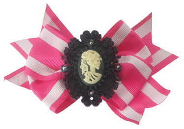 Skeleton Cameos Stripes - Bow Hair Clips Planet Retro NZ