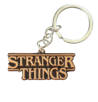 Keychain with 'Stranger Things' logo on a white background