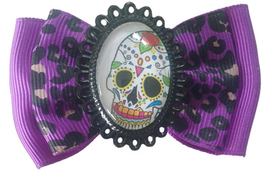 Sugar Skull - Bow Hair Clips Pair Planet Retro NZ
