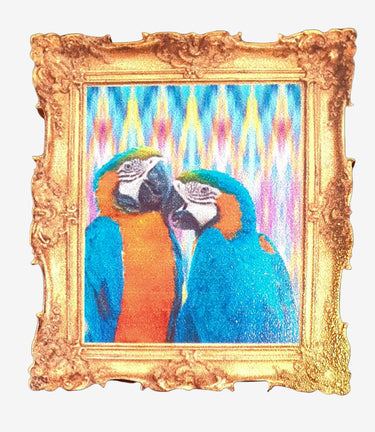 The Art of Parrots Wooden Brooch new & vintage jewellery NZ Planet Retro NZ