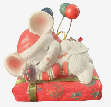 Vintage Christmas Sleeping Mouse Ornament Decor Planet Retro NZ