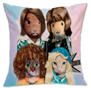 ABBA Animals cushion cover featuring four furry performers in retro music outfits