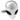 Silver alien head cufflink with black eyes on a white background