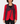 Angel A NZ made red and charcoal statement jacket with asymmetrical collar and diagonal zip