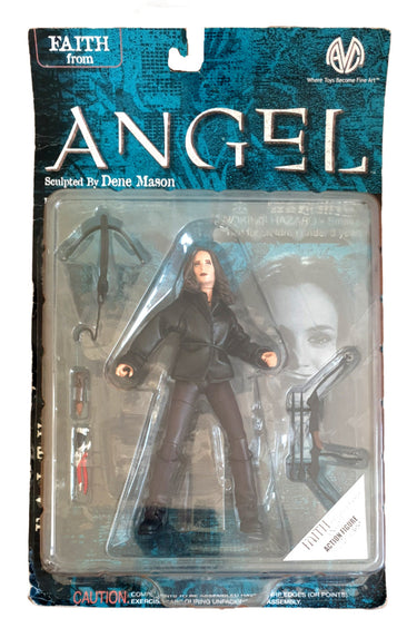 Angel / Buffy the Vampire Slayer Faith carded action figure by Moore Collectibles, early 2000s release, photographed in original packaging