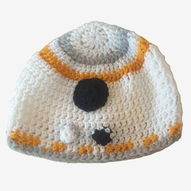 Handmade BB-8 Star Wars beanie hat in snug fitted adult and child sizes.