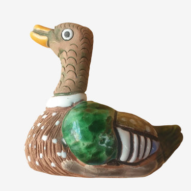 Casals Peru miniature clay duck figurine hand painted folk art