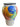 Cooks Pottery Nelson NZ abstract ceramic vase with cobalt blue, orange, pink and green hand-painted design, front view