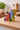 Cubist-style ceramic salt and pepper set featuring colourful abstract faces, late 20th century design.