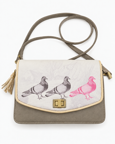 Disaster Designs Heritage & Harlequin pigeon crossbody bag with worn gold hardware