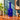 Erik Höglund attributed cobalt blue bottle vase styled on a teak sideboard in bright natural light