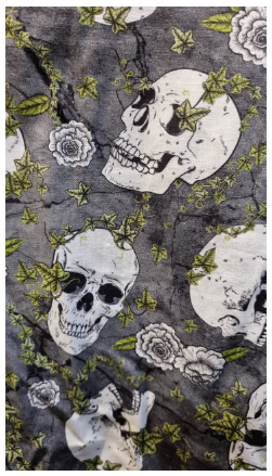 SALE Fabric - Skulls and Green Ivy