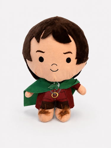 Frodo Lord of the Rings plush soft toy with green cloak and red jacket