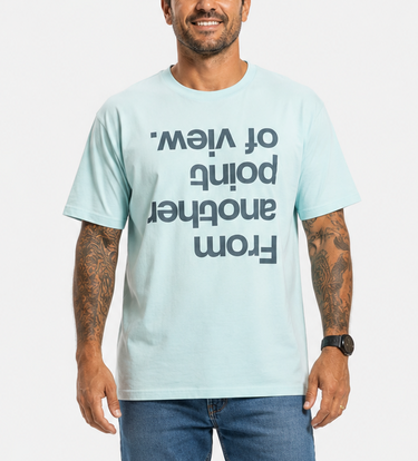From Another Point of View pale blue graphic T-shirt size XL