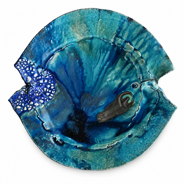Gaeleen Morley Lagoon Series blue New Zealand studio pottery sculptural bowl wall platter