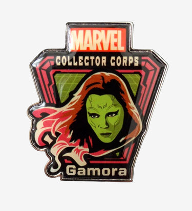 Marvel Collector Corps Gamora pin on a white background