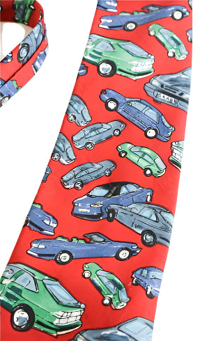 gold city red car tie necktie vintage mens accessories planet retro nz