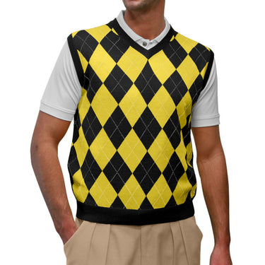 Golf Knickers Argyle Vest - Yellow & Black, view 1