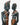 Pair of hand-carved African style wooden male and female figure sculptures with bead detail
