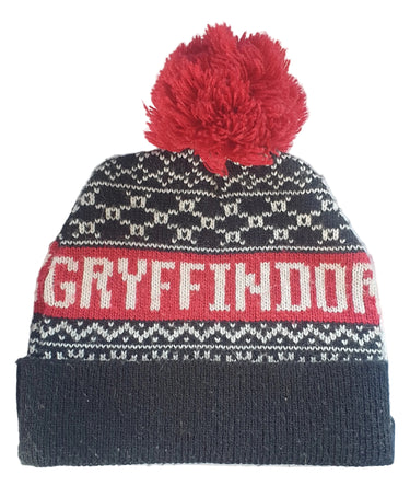 Harry Potter Gryffindor black and white beanie with red pom pom