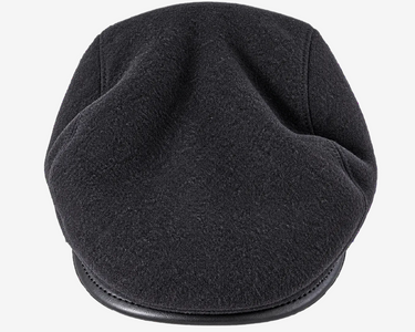 Hatworx NZ made black cheesecutter cap with leather brim and NZ map lining size XL