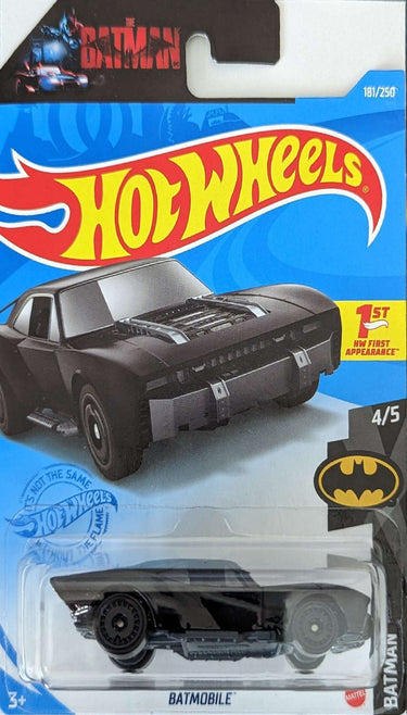 Hot Wheels Batmobile toy car in packaging with Batman logo