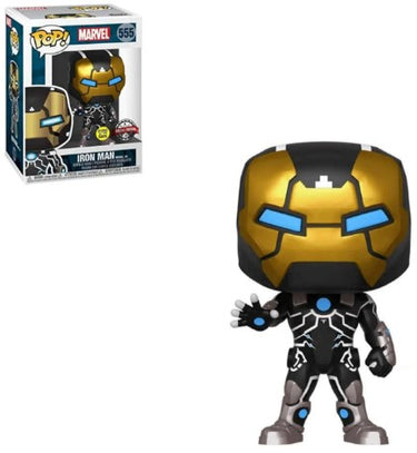 Funko Pop Vinyl figure of Iron Man (Model 39) GITD, packaged in a window display box.
