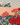 Crease-smoothed Japanese garden cotton poplin showing pink blossoms, red flowers and repeating wave motifs