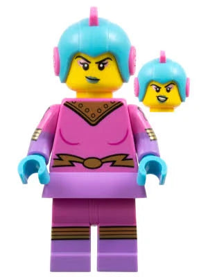 Lego Retro Space Heroine Series 26 Space minifigure in pink and purple spacesuit