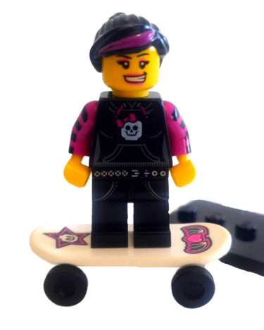 Shop the Lego Skater Girl Minifigure from Series 6 (2012), complete with original skateboard and display stand. Fast NZ shipping from Planet Retro.