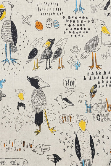 Miyako Kawaguchi shoebill birds fabric print detail