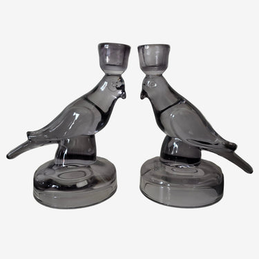 Nel Lusso NZ clear glass bird candle holders styled together