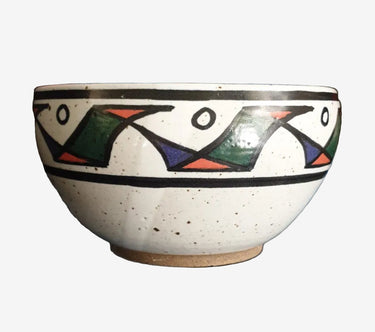 New Zealand studio pottery stoneware bowl with hand-painted geometric band