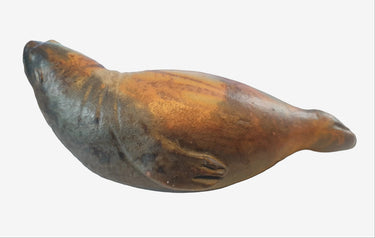Peter Johnson NZ pottery seal sculpture in raku glaze, 22cm studio ceramic, Planet Retro NZ Vintage Decor